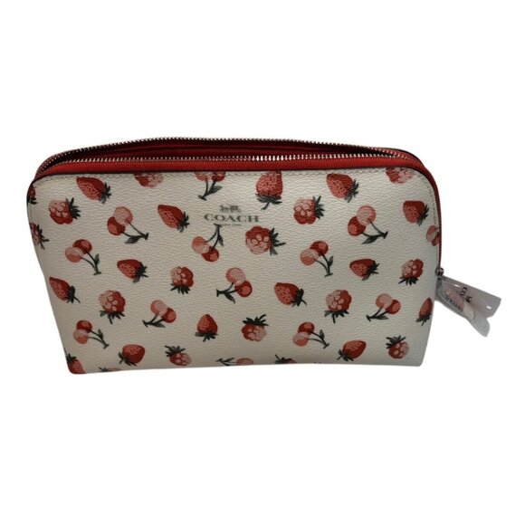 NWT Coach Cosmetic Case Pouch Fruits Print Chalk Multi F23680 Cherries - Picture 3 of 6